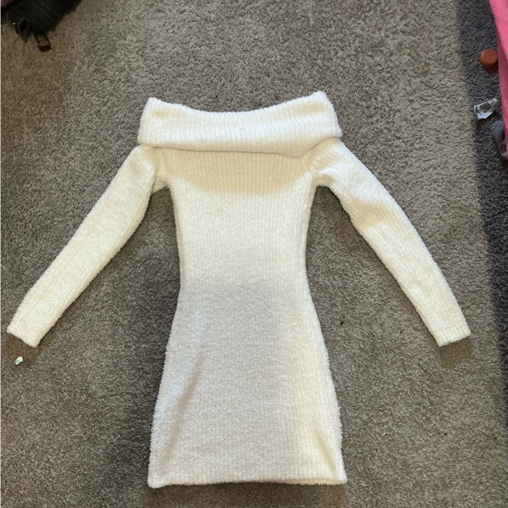 Wild Fable Off-Shoulder White Sweater Dress
